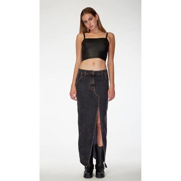 Lioness Charcoal Barbie Split Midi Skirt - Picture 1 of 16